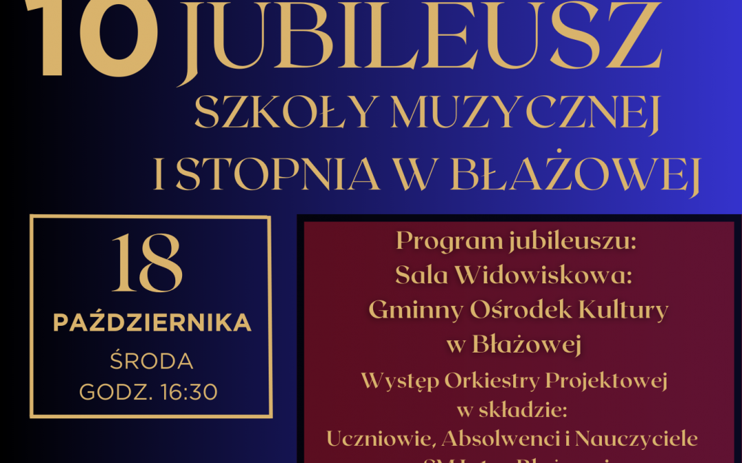 Uroczystość z okazji 10 – lecia istnienia Szkoły Muzycznej I stopnia w Błażowej