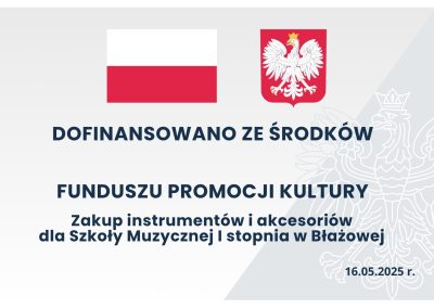 Dofinansowanie ze środków FUNDUSZU PROMOCJI KULTURY