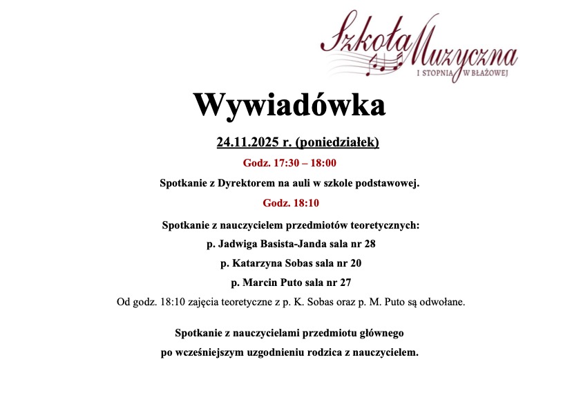 Wywiadówka 24.11.2025 r.